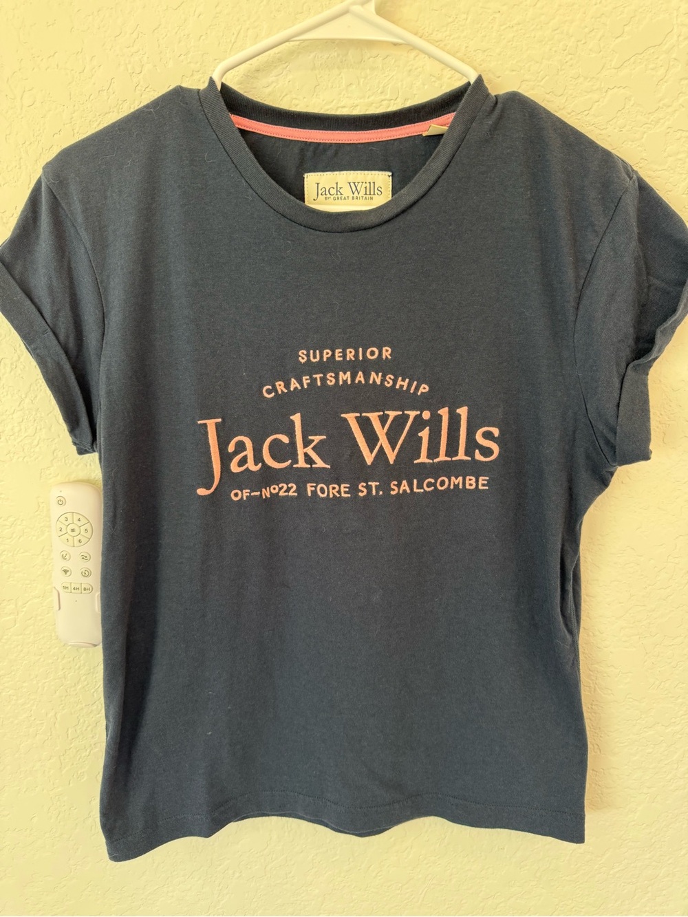 Jack Wills Navy Tee with Coral Logo